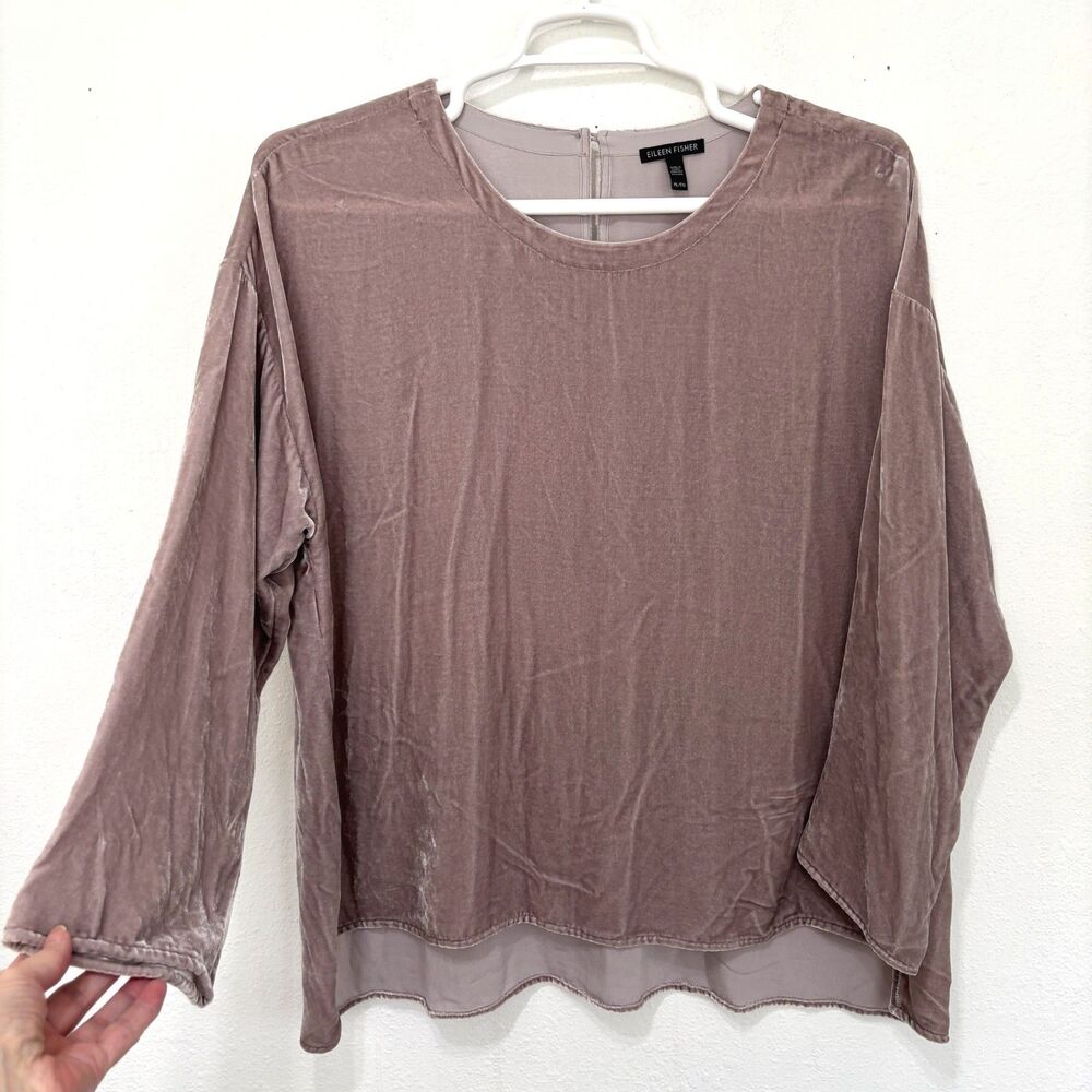 Eileen Fisher Old Money Quite Luxury Silk Blend Velvet Popover Top XL Capsule